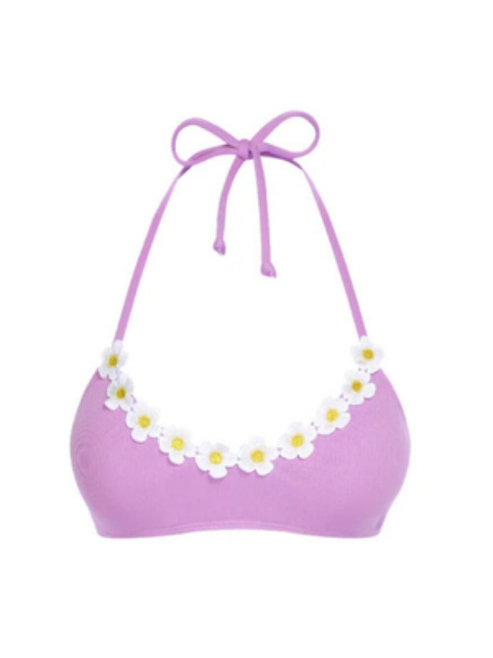 RETRO STAGE Lilac Ribbed Bikini Top | Floral Retro Swim | Small